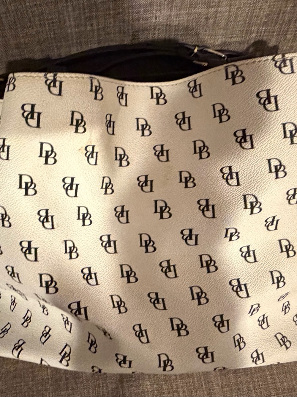 Dooney & Bourke White Logo Satchel with Black Trim and Straps - Picture 11 of 13